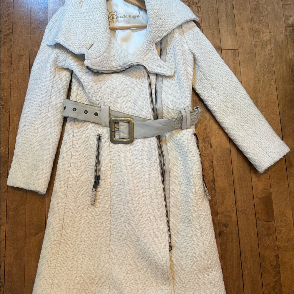 Mackage Cream Textured Trench Coat